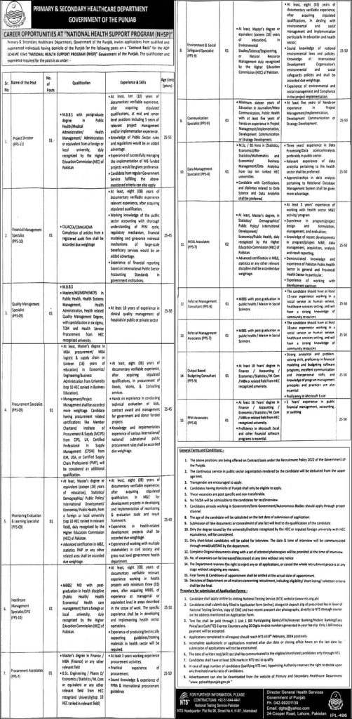 Jobs Announced in Primary & Secondary Healthcare Department