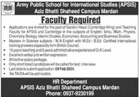 Jobs in Army Public School Teaching and Non Teaching Department