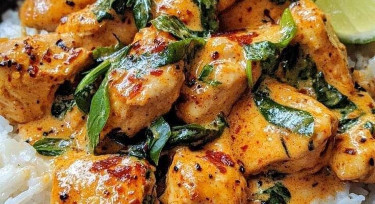 Spiced Coconut Basil Chicken with Rice