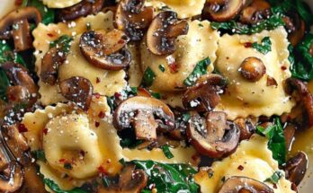 Mushroom Ravioli with Spinach