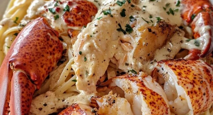 Cajun Lobster, Crab, and Salmon Alfredo 🍝🦀🦞perfect for seafood lovers!