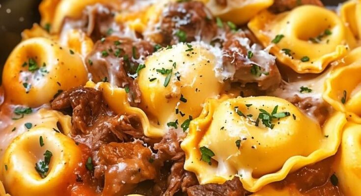 Cheesesteak Tortellini in Rich Provolone Sauce Recipe 🍽️