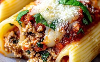 Creamy Ricotta Beef Stuffed Shells Pasta 🍝