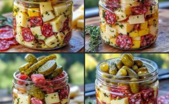 Easy Marinated Cheese Appetizer with Salami & Pickles 🧀