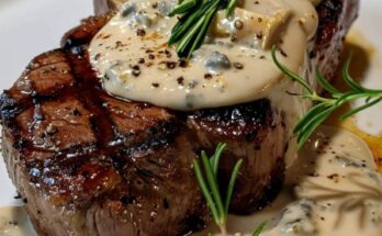 Steak with Pork & Blue Cheese Sauce 🥩