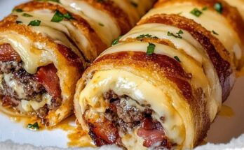 Garlic Butter Bacon Cheeseburger Rollups