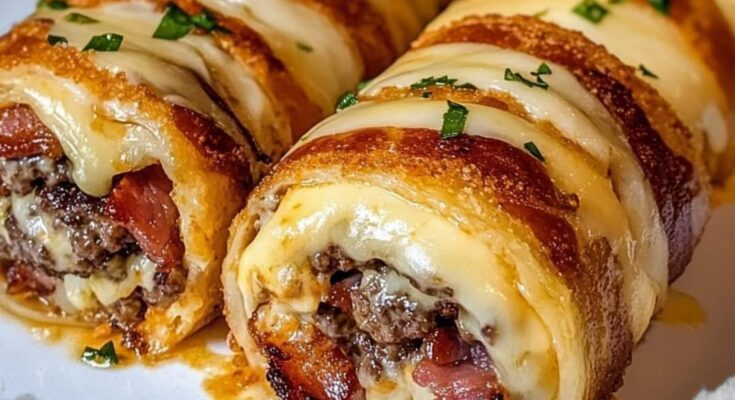 Garlic Butter Bacon Cheeseburger Rollups