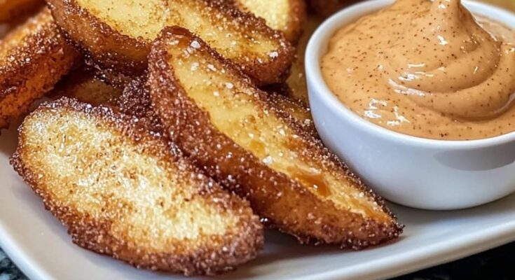 Air Fried Apple Wedges with Caramel Whipped Cream Dipping Sauce