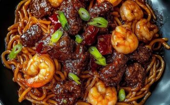 Crispy Chili Beef & Shrimp Stir-Fry Noodles