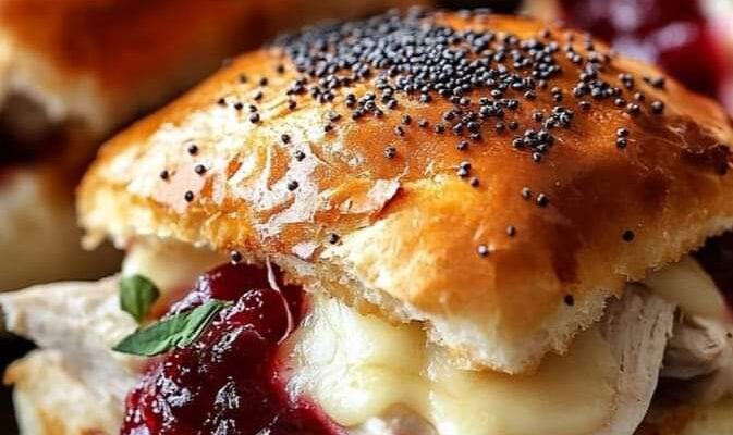 🦃 Baked Cranberry Turkey Sliders 🧀