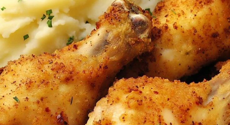 Classic Fried Chicken Legs with Creamy Mashed Potatoes 🍗🥔