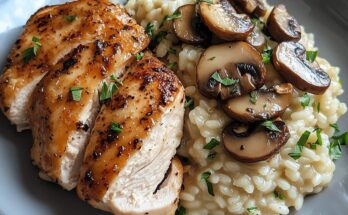 Garlic Herb Chicken with Mushroom Risotto