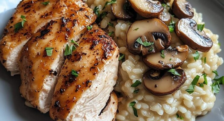 Garlic Herb Chicken with Mushroom Risotto